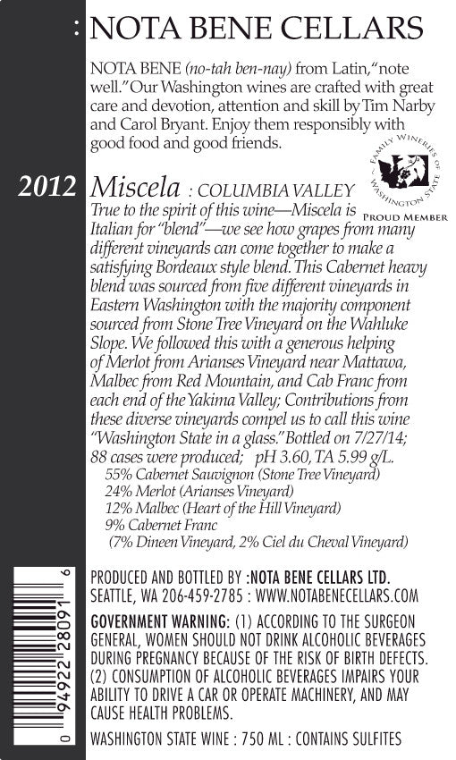 2012 Miscela : Columbia Valley