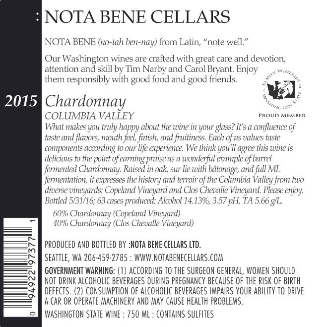 2015 Chardonnay - Columbia Valley