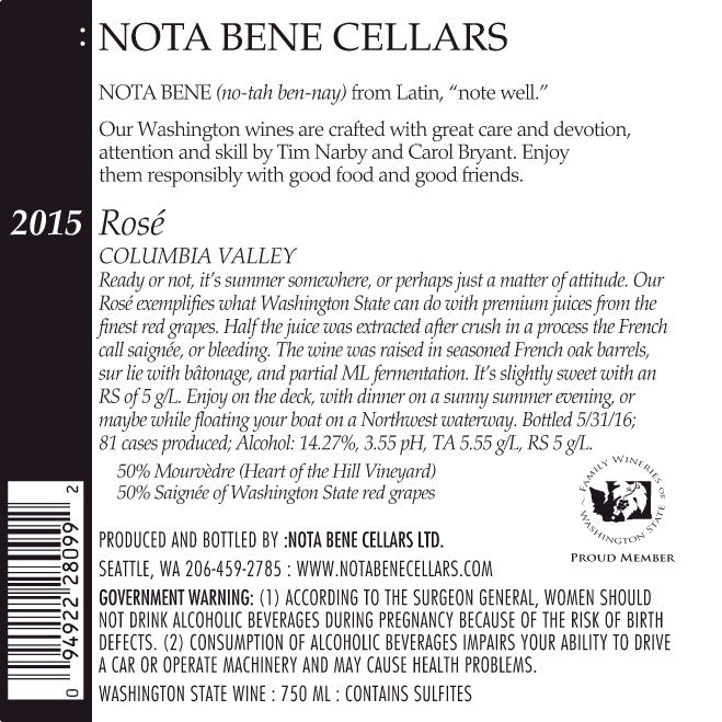 2015 Rosé - Columbia Valley