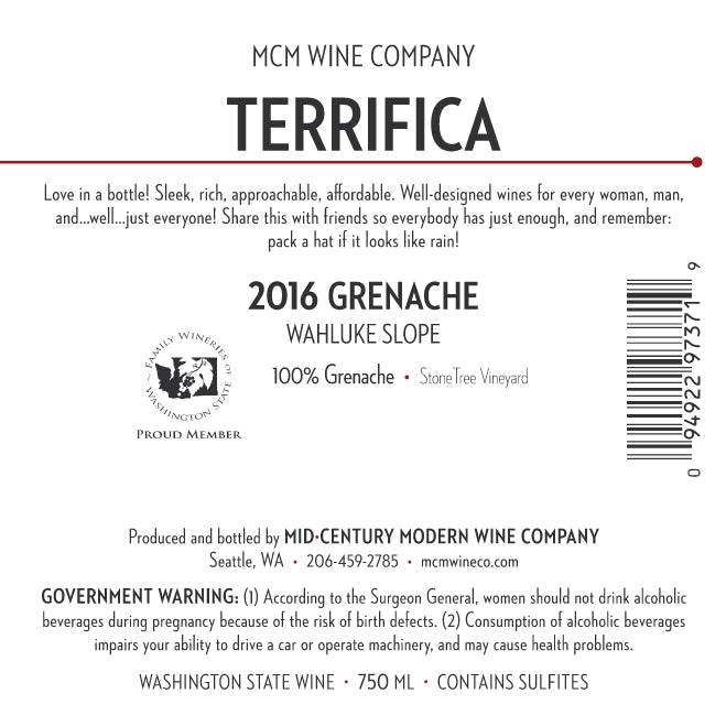 2016 MCM Terrifica Grenache – Wahluke Slope