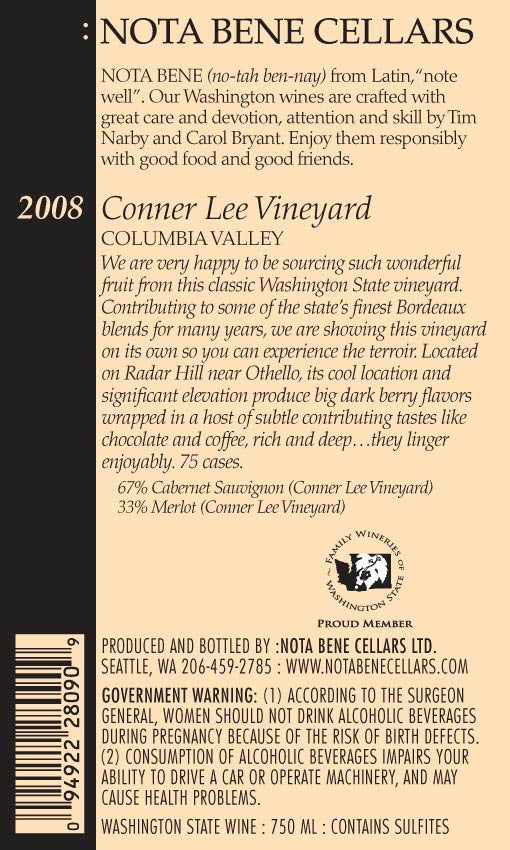 2008 Conner Lee Vineyard : Columbia Valley