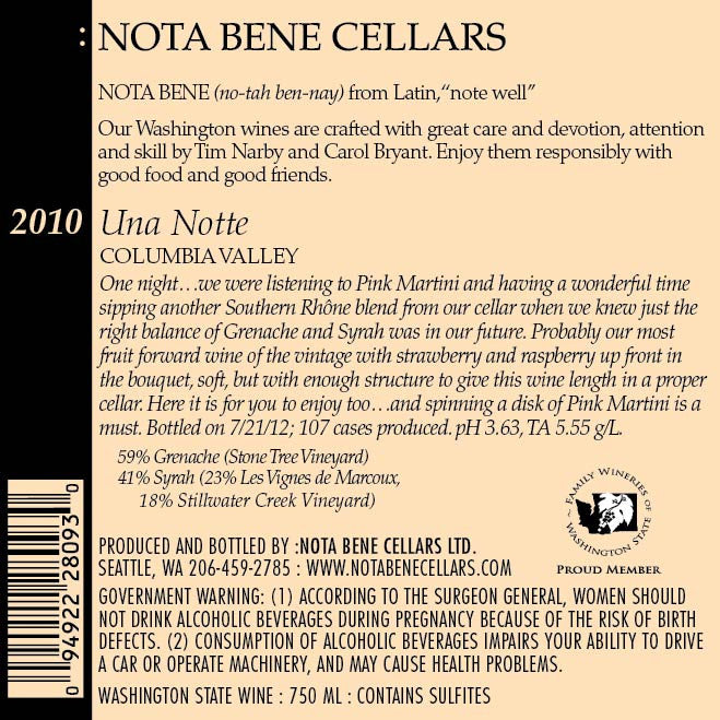 2010 Una Notte : Columbia Valley