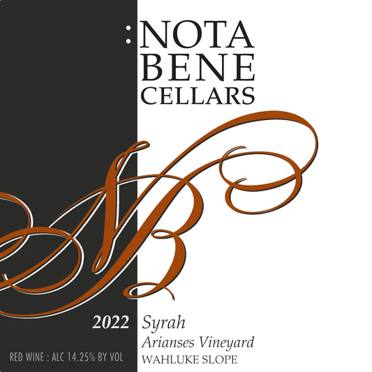 2022 :Nota Bene Syrah - Arianses Vineyard - Wahluke Slope