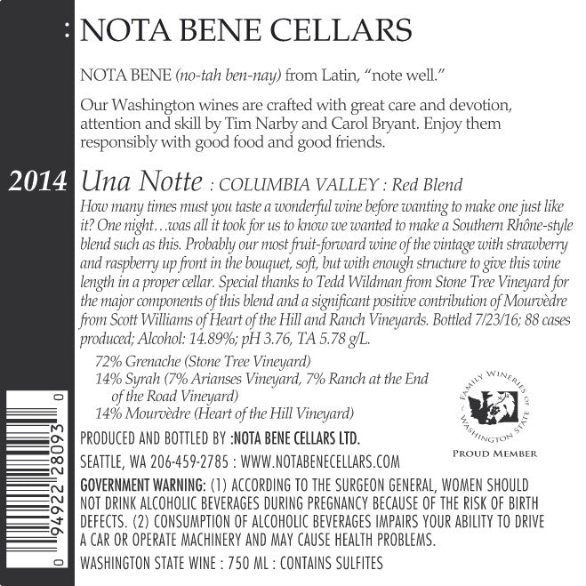 2014 Una Notte : Columbia Valley