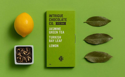 Intrigue Chocolate - Jasmine Green Tea, Turkish Bay Leaf, Lemon Bar
