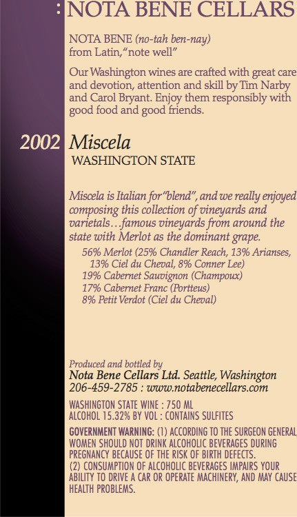 2002 Miscela : Washington State