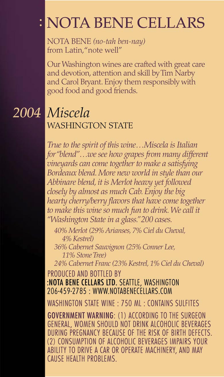 2004 Miscela : Washington State