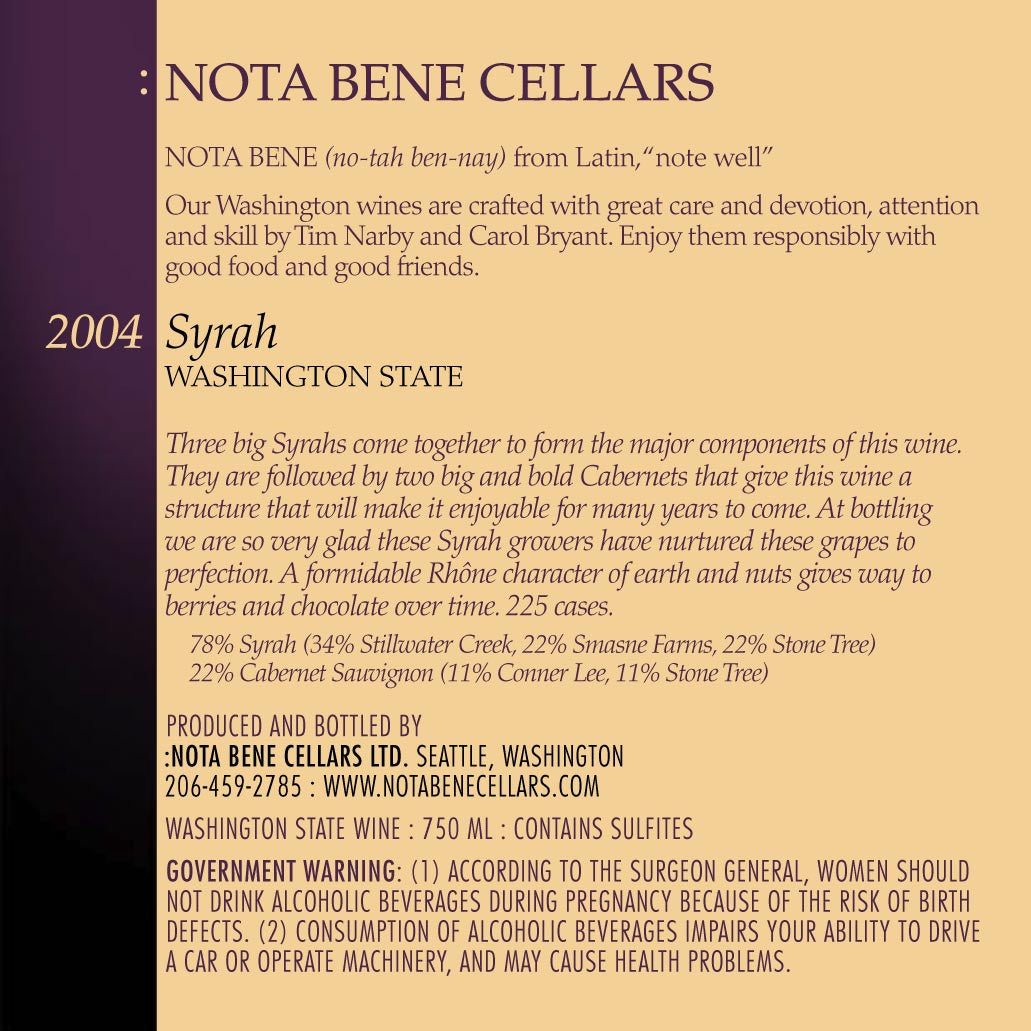 2004 Syrah : Washington State