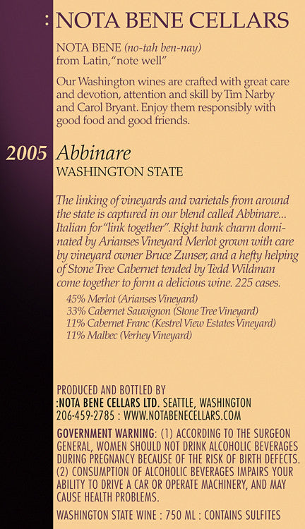 2005 Abbinare : Washington State