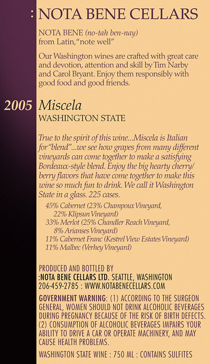 2005 Miscela : Washington State