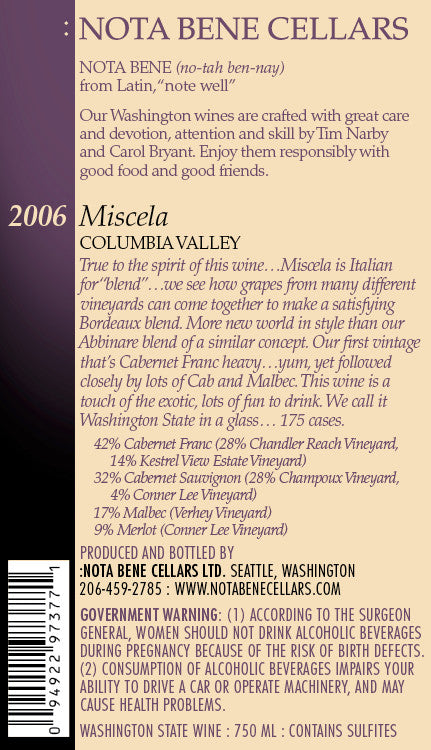 2006 Miscela : Washington State