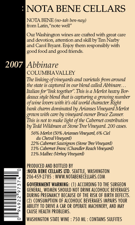 2007 Abbinare : Columbia Valley