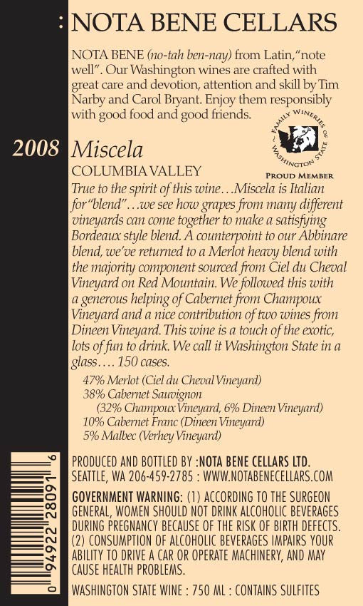 2008 Miscela : Washington State