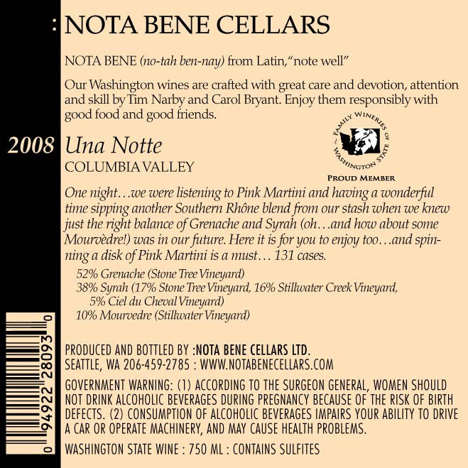 2008 Una Notte : Columbia Valley